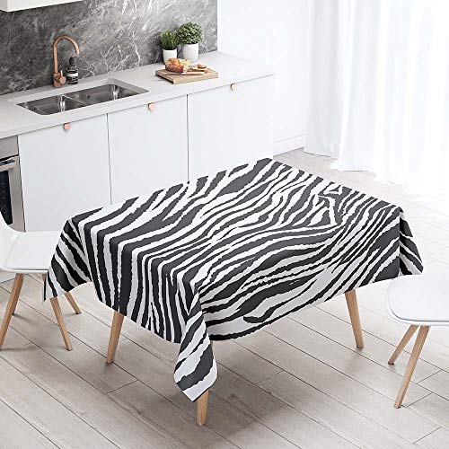 Chickw1 Tischdecke Abwaschbar, Wasserdicht Polyester Rechteckig Fleckschutz Ölfest Abwaschbar Pflegeleicht Abstrakte Gartentischdecke - Farbe & Größe wählbar (Schwarzweiss-Zebramuster,90 * 90cm) von Chickwin