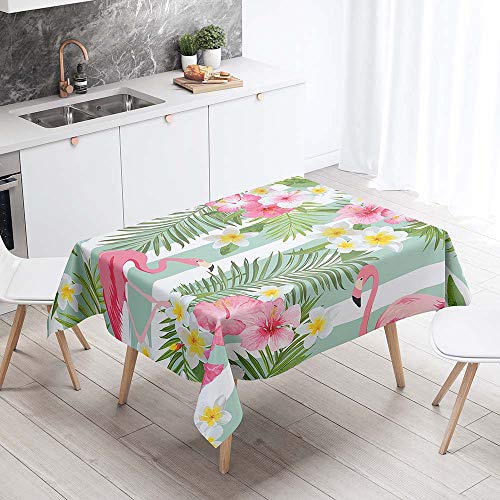 Chickw1 Tischdecke Wasserdicht Abwaschbar, Tropischer Flamingo 3D-Druck Wasserabweisend Fleckschutz Rechteckig Abwischbare Wachstuch Ölfest Pflegeleicht Küchentischabdeckung (140x140cm,H) von Chickwin