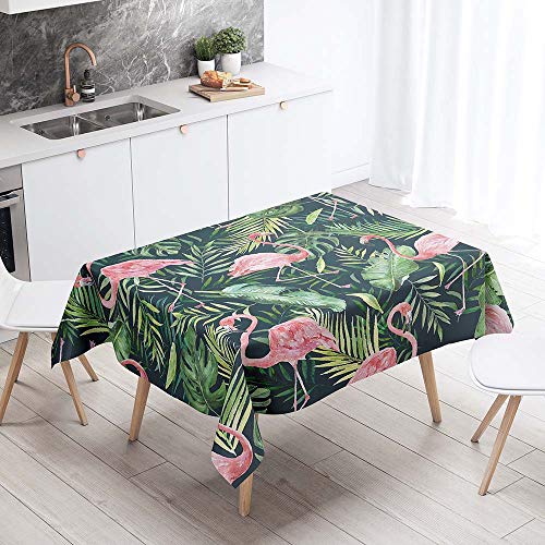 Chickw1 Tischdecke Wasserdicht Abwaschbar, Tropischer Flamingo 3D-Druck Wasserabweisend Fleckschutz Rechteckig Abwischbare Wachstuch Ölfest Pflegeleicht Küchentischabdeckung (140x160cm,B) von Chickwin