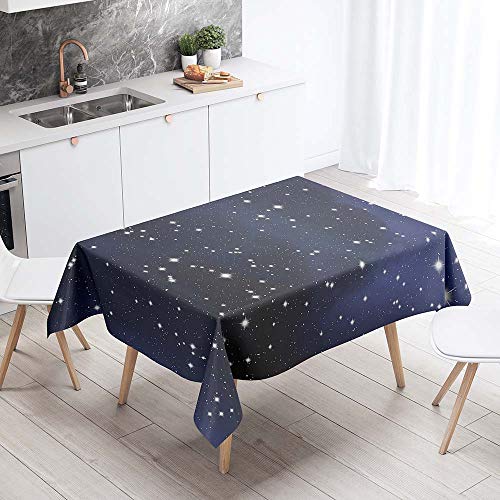 Chickw1 Tischdecke Wasserdicht Abwaschbar, Wasserabweisend Fleckschutz Rechteckig Abwischbare Wachstuch Ölfest Pflegeleicht Küchentischabdeckung Sternenklarer Himmel Druck (140x200cm,F) von Chickwin