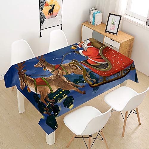 Chickw1 Tischdecke Weihnachten Cartoons Weihnachtsmann Muster Abwaschbar Rechteckig Weihnachten Tischdeko Wasserdicht Ölfest Pflegeleicht Outdoor Garten Tischdecke (C,90x90cm) von Chickwin