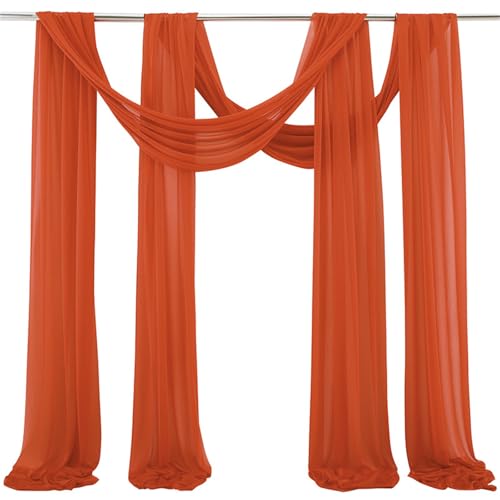 Chickwin 2 Stück Hochzeit Vorhang Hochzeitsbogen, Tüll Querbehang Stoff Transparent Voile Dekoration für Fotohintergrund Party Torbogen Zeremonie Hochzeitsdeko (Karamell,75x550cm) von Chickwin