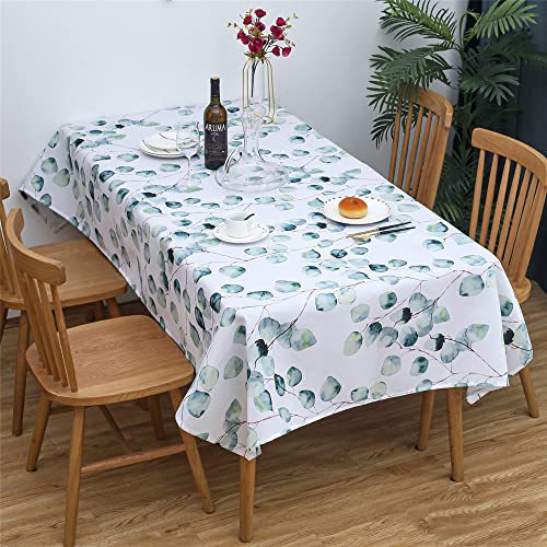 Chickwin Grüne Tropische Tischdecke Abwaschbar Rechteckig Tischdecke Wasserdicht Lotuseffekt Leicht Polyester Pflegeleicht Picknick Outdoor Gartentisch Tischdekoration (140x180cm,Eukalyptus) von Chickwin