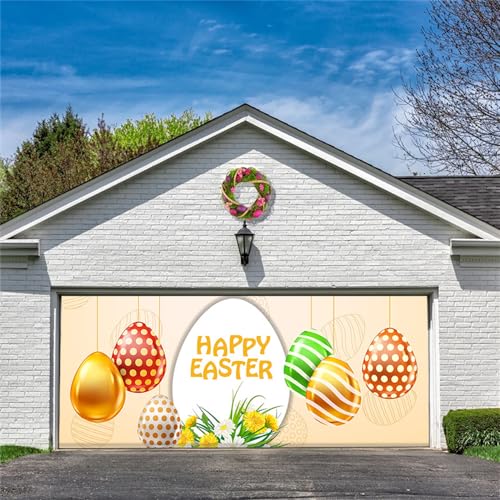 Chickwin Ostern Garagentor Banner Abdeckung, Frohe Easter Große Größe Bunt Dekorationen Türabdeckung Hintergrund Outdoor Indoor Frühling Party Supplies Fotorequisiten (Sonnenblume,210x480cm) von Chickwin
