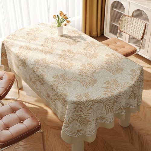 Chickwin PVC Tablecloths Wipeable Rectangular Oilcloth Waterproof Wear-Resistant Table Cover Protector for Home Kitchen, Party, Picnic, Indoor & Outdoor (Beige Nordic E,100x100cm) von Chickwin