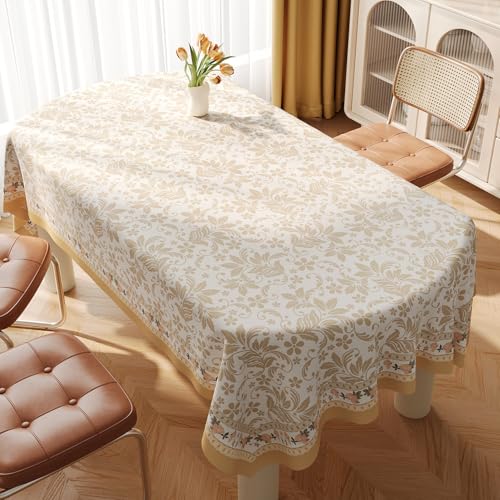Chickwin PVC Tablecloths Wipeable Rectangular Oilcloth Waterproof Wear-Resistant Table Cover Protector for Home Kitchen, Party, Picnic, Indoor & Outdoor (Beige Nordic G,140x140cm) von Chickwin
