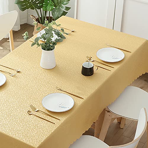 Chickwin Quadrat Tischdecke Abwaschbar Wachstuch, Jacquard Abwischbar PU Kunststoff Rechteckig Garten Tischdecke Wasserdicht Fleckschutz Pflegeleicht Dekoration Tischdecke (140x140cm,Golden) von Chickwin