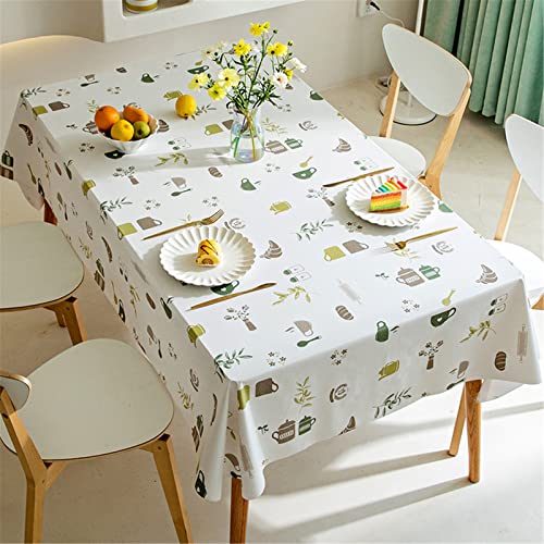 Chickwin Tischdecke Abwaschbar Wachstuch, Abwischbar PVC Kunststoff Rechteckig Garten Tischdecke Wasserdicht Fleckschutz Pflegeleicht Dekoration Tischdecke (140 * 200cm,Kaffee Pflanze) von Chickwin