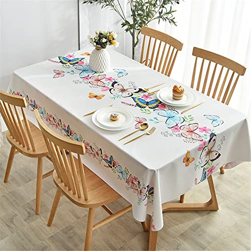 Chickwin Tischdecke Abwaschbar Wachstuch, Abwischbar PVC Kunststoff Rechteckig Nordisc Garten Tischdecke Wasserdicht Fleckschutz Pflegeleicht Dekoration Tischdecke (80x120cm,Schmetterling) von Chickwin