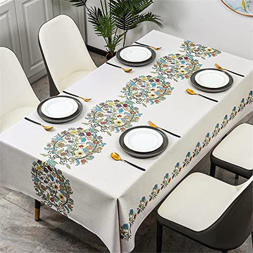 Chickwin Tischdecke Abwaschbar Wachstuch, Abwischbar PVC Modern Kunststoff Rechteckig Garten Tischdecke Wasserdicht Fleckschutz Pflegeleicht Dekoration Tischdecke (120x170cm,Landhausstil) von Chickwin