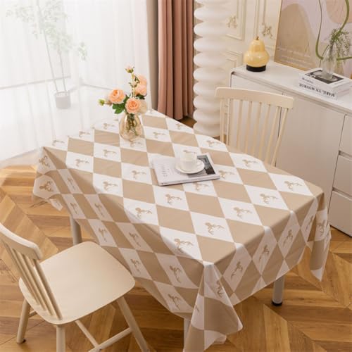Chickwin Wachstuch Tischdecke PEVA Party Tischdecken Rechteckig Wasserdicht Ölbeständig Wachstischdecke Garten Tischdecke Abwischbar Pflegeleicht (Khakifarbener Elch,137x137cm) von Chickwin