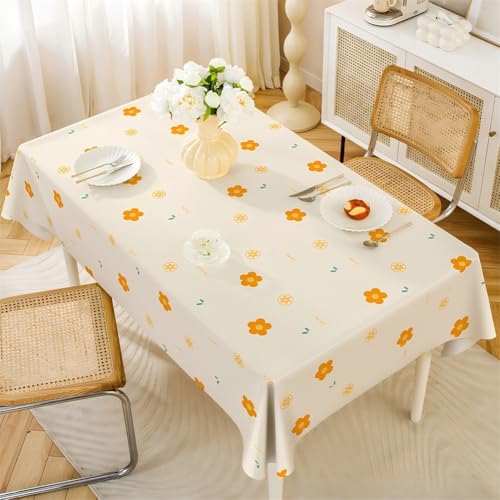 Chickwin Wachstuch Tischdecke PVC Blumenmuster Party Tischdecken Rechteckig Wasserdicht Ölbeständig Wachstischdecke Garten Tischdecke Abwischbar Pflegeleicht (Blütenblätter,140x140cm) von Chickwin