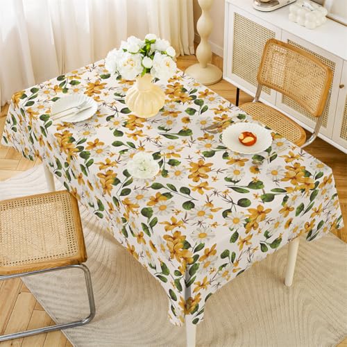 Chickwin Wachstuch Tischdecke PVC Blumenmuster Party Tischdecken Rechteckig Wasserdicht Ölbeständig Wachstischdecke Garten Tischdecke Abwischbar Pflegeleicht (Braun,140x140cm) von Chickwin
