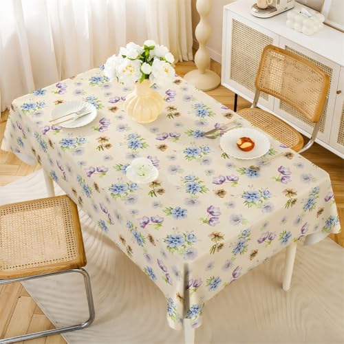 Chickwin Wachstuch Tischdecke PVC Blumenmuster Party Tischdecken Rechteckig Wasserdicht Ölbeständig Wachstischdecke Garten Tischdecke Abwischbar Pflegeleicht (Garten,140x180cm) von Chickwin