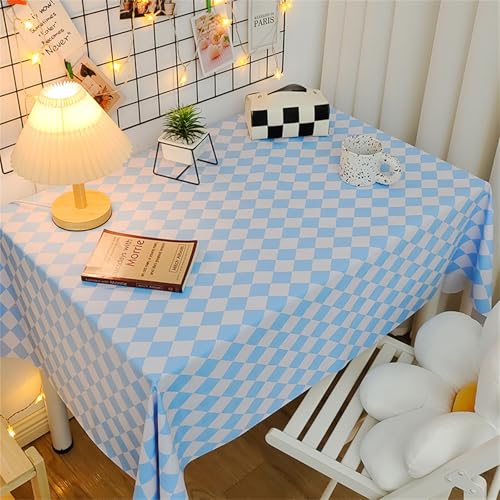 Chickwin Wachstuch Tischdecke PVC für Restaurant Küche, Rechteckig Wasserdicht Ölbeständig Wachstischdecke Abwischbar Pflegeleicht Garten Party Tischdecken (Blaue Raute,80x120cm) von Chickwin