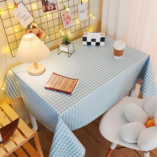 Chickwin Wachstuch Tischdecke PVC für Restaurant Küche, Rechteckig Wasserdicht Ölbeständig Wachstischdecke Abwischbar Pflegeleicht Garten Party Tischdecken (Blaues Schachbrettmuster,120x120cm) von Chickwin