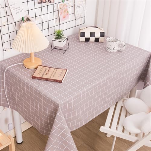 Chickwin Wachstuch Tischdecke PVC für Restaurant Küche, Rechteckig Wasserdicht Ölbeständig Wachstischdecke Abwischbar Pflegeleicht Garten Party Tischdecken (Braunes Karomuster,140x140cm) von Chickwin
