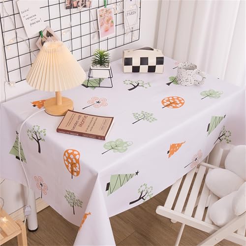 Chickwin Wachstuch Tischdecke PVC für Restaurant Küche, Rechteckig Wasserdicht Ölbeständig Wachstischdecke Abwischbar Pflegeleicht Garten Party Tischdecken (Bunter Baum,60x120cm) von Chickwin