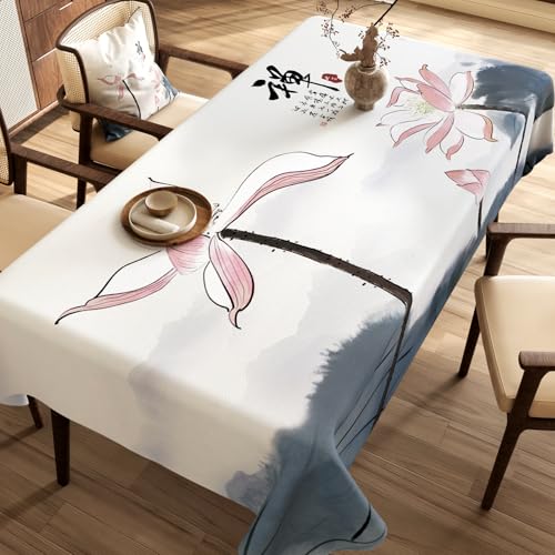 Chickwin Wachstuch Tischdecke PVC für Restaurant Küche, Rechteckig Wasserdicht Ölbeständig Wachstischdecke Abwischbar Pflegeleicht Garten Party Tischdecken (Chinesischer Stil A,140x180cm) von Chickwin