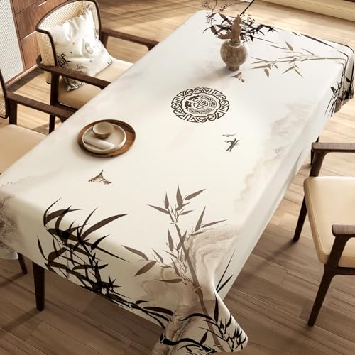 Chickwin Wachstuch Tischdecke PVC für Restaurant Küche, Rechteckig Wasserdicht Ölbeständig Wachstischdecke Abwischbar Pflegeleicht Garten Party Tischdecken (Chinesischer Stil B,120x180cm) von Chickwin