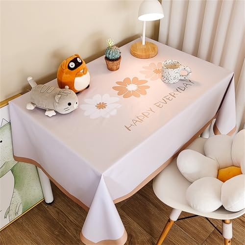 Chickwin Wachstuch Tischdecke PVC für Restaurant Küche, Rechteckig Wasserdicht Ölbeständig Wachstischdecke Abwischbar Pflegeleicht Garten Party Tischdecken (DREI Blumen A,60x120cm) von Chickwin