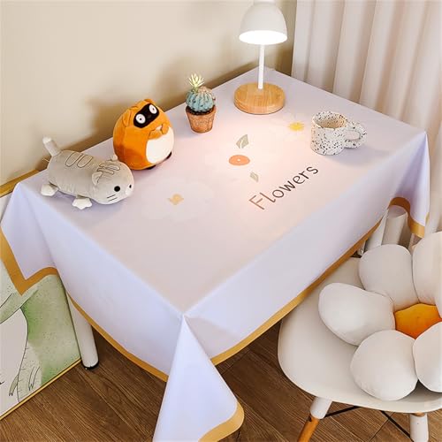 Chickwin Wachstuch Tischdecke PVC für Restaurant Küche, Rechteckig Wasserdicht Ölbeständig Wachstischdecke Abwischbar Pflegeleicht Garten Party Tischdecken (DREI Blumen C,140x200cm) von Chickwin