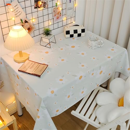 Chickwin Wachstuch Tischdecke PVC für Restaurant Küche, Rechteckig Wasserdicht Ölbeständig Wachstischdecke Abwischbar Pflegeleicht Garten Party Tischdecken (Einfache Blumen,80x120cm) von Chickwin
