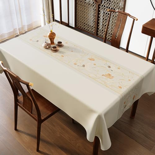 Chickwin Wachstuch Tischdecke PVC für Restaurant Küche, Rechteckig Wasserdicht Ölbeständig Wachstischdecke Abwischbar Pflegeleicht Garten Party Tischdecken (Einfacher Stil F,140x180cm) von Chickwin