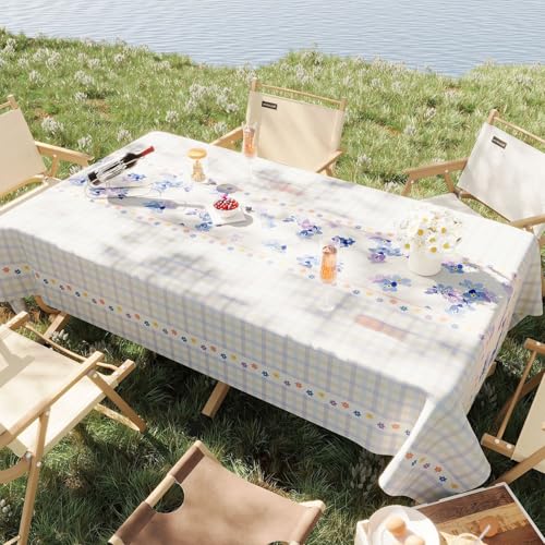 Chickwin Wachstuch Tischdecke PVC für Restaurant Küche, Rechteckig Wasserdicht Ölbeständig Wachstischdecke Abwischbar Pflegeleicht Garten Party Tischdecken (Frisches Karo-Design,120x160cm) von Chickwin