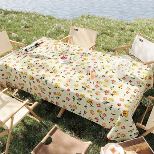 Chickwin Wachstuch Tischdecke PVC für Restaurant Küche, Rechteckig Wasserdicht Ölbeständig Wachstischdecke Abwischbar Pflegeleicht Garten Party Tischdecken (Garten-Stil,140x140cm) von Chickwin