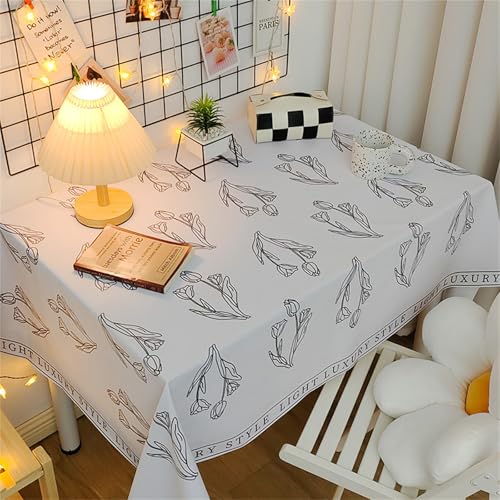 Chickwin Wachstuch Tischdecke PVC für Restaurant Küche, Rechteckig Wasserdicht Ölbeständig Wachstischdecke Abwischbar Pflegeleicht Garten Party Tischdecken (Gemalte Rosen,120x120cm) von Chickwin