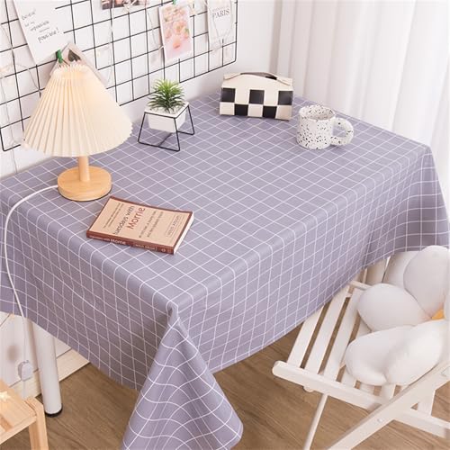 Chickwin Wachstuch Tischdecke PVC für Restaurant Küche, Rechteckig Wasserdicht Ölbeständig Wachstischdecke Abwischbar Pflegeleicht Garten Party Tischdecken (Graues Karomuster,100x160cm) von Chickwin