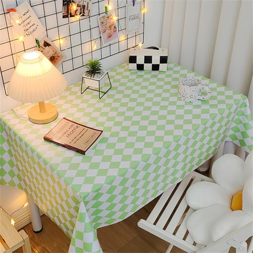 Chickwin Wachstuch Tischdecke PVC für Restaurant Küche, Rechteckig Wasserdicht Ölbeständig Wachstischdecke Abwischbar Pflegeleicht Garten Party Tischdecken (Grüne Raute,80x120cm) von Chickwin