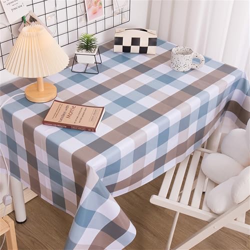 Chickwin Wachstuch Tischdecke PVC für Restaurant Küche, Rechteckig Wasserdicht Ölbeständig Wachstischdecke Abwischbar Pflegeleicht Garten Party Tischdecken (Kaffee-Karo,140x200cm) von Chickwin