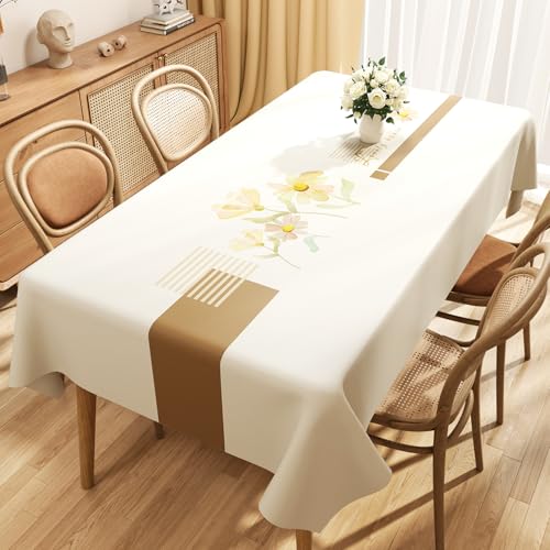 Chickwin Wachstuch Tischdecke PVC für Restaurant Küche, Rechteckig Wasserdicht Ölbeständig Wachstischdecke Abwischbar Pflegeleicht Garten Party Tischdecken (Kleine Blumen,120x160cm) von Chickwin