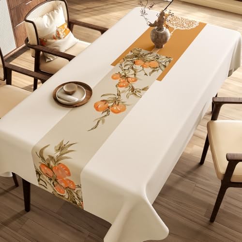 Chickwin Wachstuch Tischdecke PVC für Restaurant Küche, Rechteckig Wasserdicht Ölbeständig Wachstischdecke Abwischbar Pflegeleicht Garten Party Tischdecken (Persimmon,80x120cm) von Chickwin