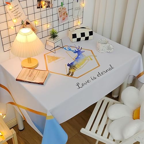 Chickwin Wachstuch Tischdecke PVC für Restaurant Küche, Rechteckig Wasserdicht Ölbeständig Wachstischdecke Abwischbar Pflegeleicht Garten Party Tischdecken (Polygonaler Hirsch,100x160cm) von Chickwin
