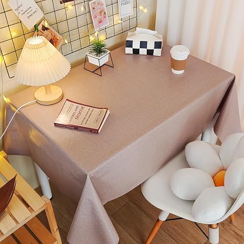 Chickwin Wachstuch Tischdecke PVC für Restaurant Küche, Rechteckig Wasserdicht Ölbeständig Wachstischdecke Abwischbar Pflegeleicht Garten Party Tischdecken (Schlichtes Braun,80x120cm) von Chickwin