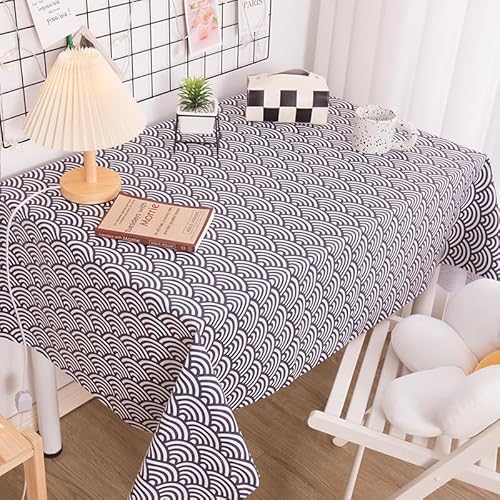 Chickwin Wachstuch Tischdecke PVC für Restaurant Küche, Rechteckig Wasserdicht Ölbeständig Wachstischdecke Abwischbar Pflegeleicht Garten Party Tischdecken (Wellenmuster,140x140cm) von Chickwin