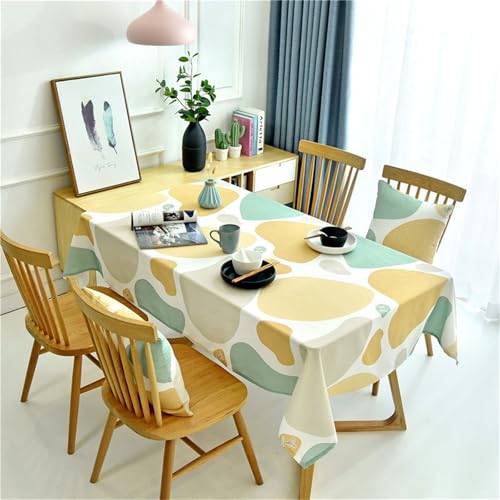 Chickwin Wachstuch Tischdecke für Restaurant Küche, Baumwolle Leinen Rechteckig Wasserdicht Ölbeständig Wachstischdecke Pflegeleicht Garten Party Tischdecken (Beiger Stein,130x180cm) von Chickwin