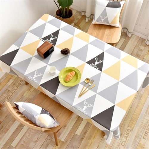 Chickwin Wachstuch Tischdecke für Restaurant Küche, Baumwolle Leinen Rechteckig Wasserdicht Ölbeständig Wachstischdecke Pflegeleicht Garten Party Tischdecken (Dreieckige Straße,110x170cm) von Chickwin