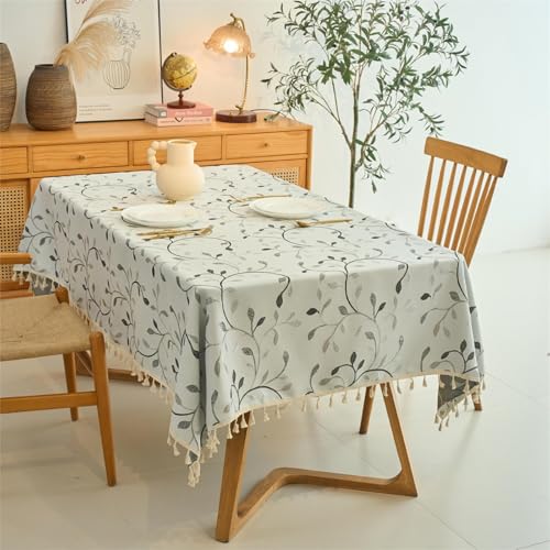 Chickwin Wachstuch Tischdecke für Restaurant Küche, Baumwolle Leinen Rechteckig Wasserdicht Ölbeständig Wachstischdecke Pflegeleicht Garten Party Tischdecken (Efeublätter,110x160cm) von Chickwin