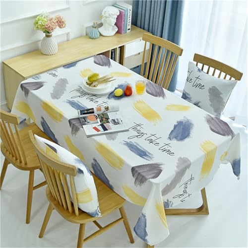 Chickwin Wachstuch Tischdecke für Restaurant Küche, Baumwolle Leinen Rechteckig Wasserdicht Ölbeständig Wachstischdecke Pflegeleicht Garten Party Tischdecken (Graue Zeichnung,110x170cm) von Chickwin
