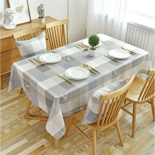 Chickwin Wachstuch Tischdecke für Restaurant Küche, Baumwolle Leinen Rechteckig Wasserdicht Ölbeständig Wachstischdecke Pflegeleicht Garten Party Tischdecken (Grauer Hirsch,90x90cm) von Chickwin