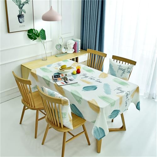 Chickwin Wachstuch Tischdecke für Restaurant Küche, Baumwolle Leinen Rechteckig Wasserdicht Ölbeständig Wachstischdecke Pflegeleicht Garten Party Tischdecken (Grünes Gemälde,90x90cm) von Chickwin