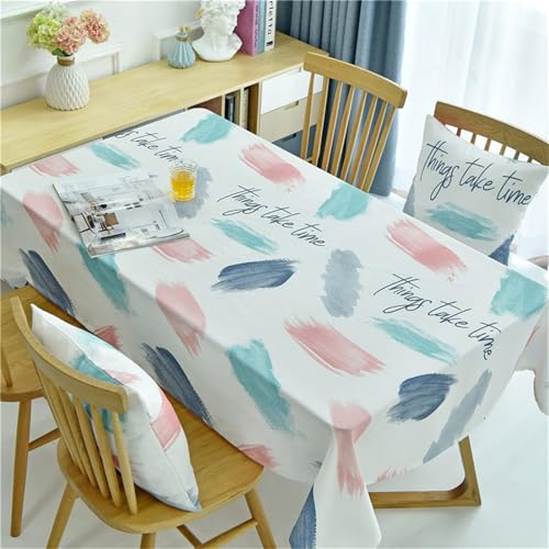 Chickwin Wachstuch Tischdecke für Restaurant Küche, Baumwolle Leinen Rechteckig Wasserdicht Ölbeständig Wachstischdecke Pflegeleicht Garten Party Tischdecken (Rosa Gemälde,110x170cm) von Chickwin