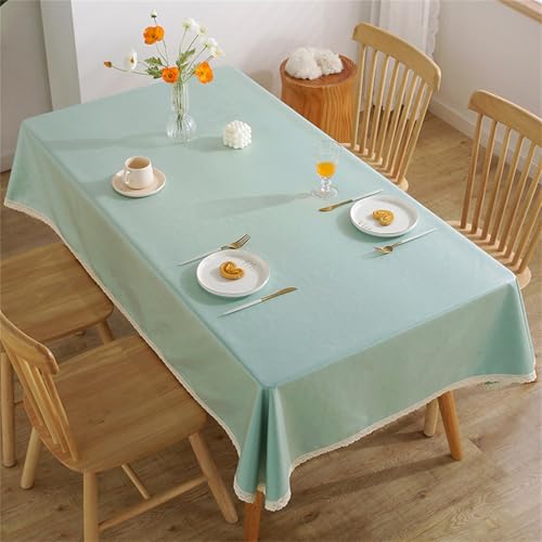 Chickwin Wachstuch Tischdecke für Restaurant Küche, Baumwolle Leinen Rechteckig Wasserdicht Ölbeständig Wachstischdecke Pflegeleicht Garten Party Tischdecken (Seeblau (Spitze),120x170cm) von Chickwin