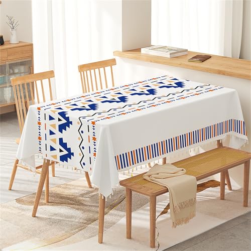 Chickwin Wachstuch Tischdecke für Restaurant Küche, Baumwolle Leinen Rechteckig Wasserdicht Ölbeständig Wachstischdecke Pflegeleicht Garten Party Tischdecken (rhombisches Boho C,130x180cm) von Chickwin