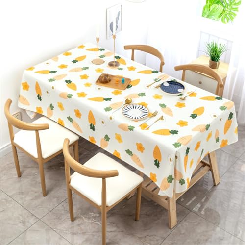 Chickwin Wachstuch Tischdecke für Restaurant Küche, Fruchtmuster Rechteckig Wasserdicht Ölbeständig Wachstischdecke Pflegeleicht Garten Party Tischdecken (Karotte,120x160cm) von Chickwin