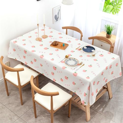 Chickwin Wachstuch Tischdecke für Restaurant Küche, Fruchtmuster Rechteckig Wasserdicht Ölbeständig Wachstischdecke Pflegeleicht Garten Party Tischdecken (Pfirsich A,90x130cm) von Chickwin